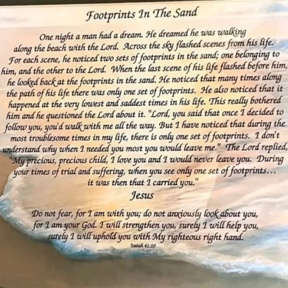 Footprints in the Sand framed matted 13.5 x 16.5 in wall art - Picture 4 of 8